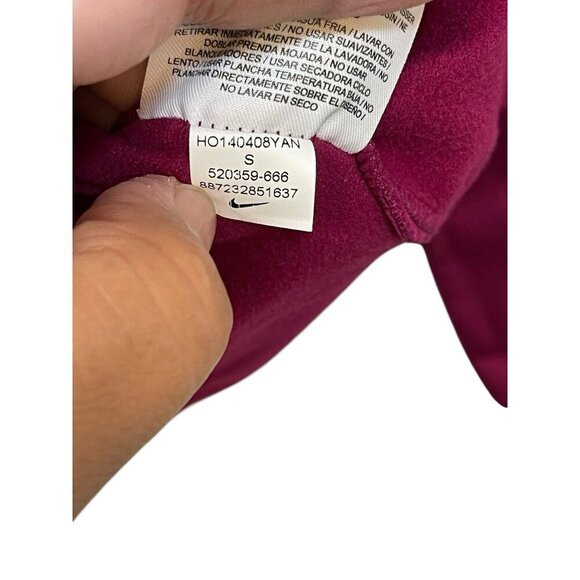 Nike Dri Fit Small Sweatshirt Magenta Pink Zip Up Pockets Thumbholes Breathable - Picture 6 of 10